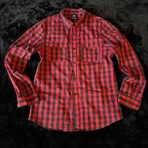 Nike SB Red and Black Plaid Men's Shirt